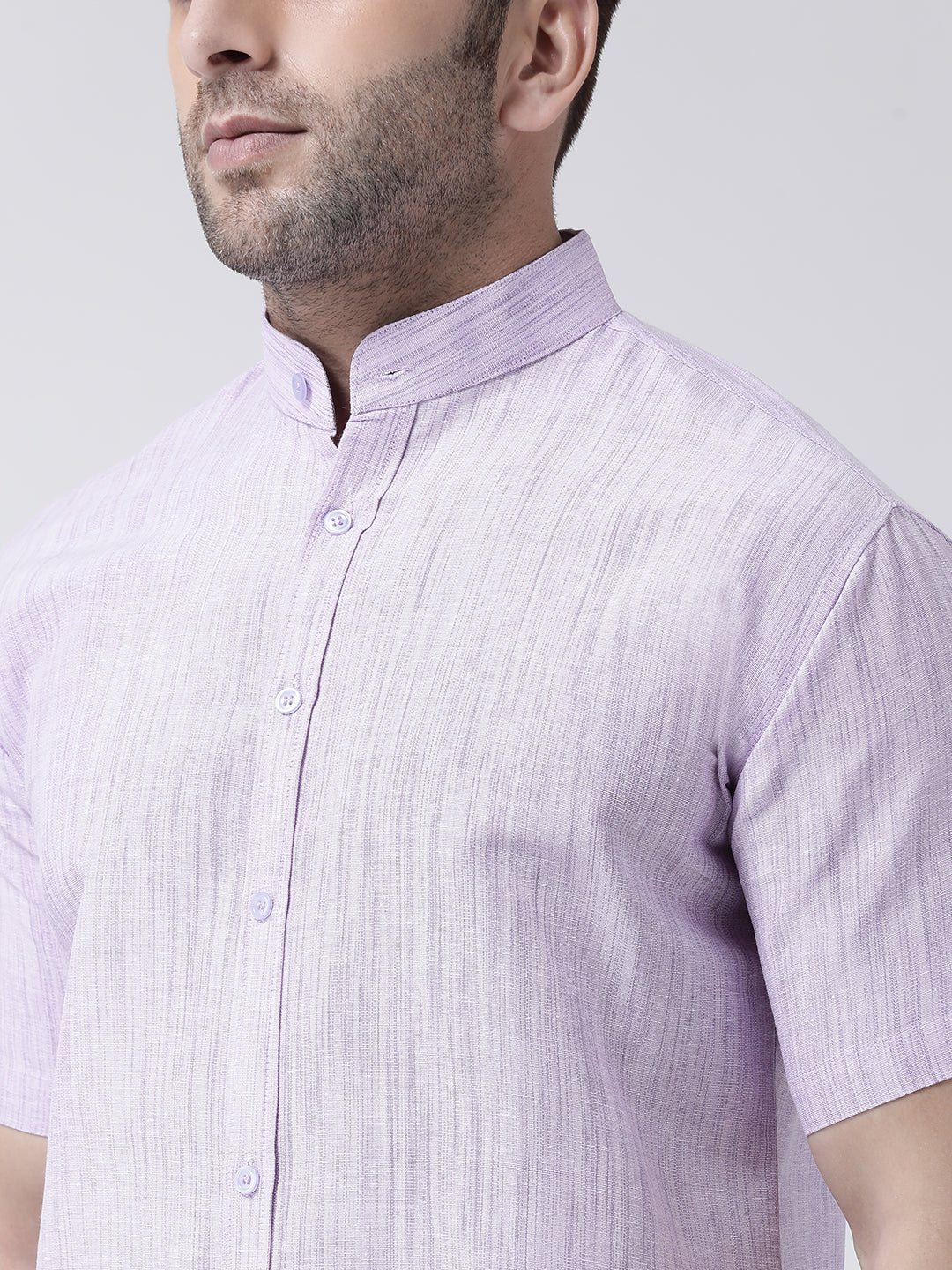 RIAG Purple Men's Chinese Collar Half Sleeves Shirt - Distacart