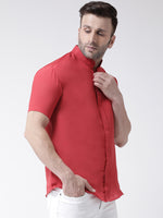 Thumbnail for RIAG Red Men's Chinese Collar Half Sleeves Shirt - Distacart