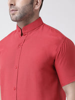 Thumbnail for RIAG Red Men's Chinese Collar Half Sleeves Shirt - Distacart