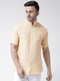 Thumbnail for RIAG Beige Men's Chinese Collar Half Sleeves Shirt - Distacart