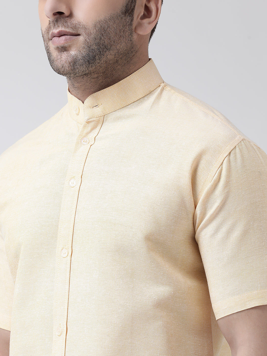 RIAG Beige Men's Chinese Collar Half Sleeves Shirt - Distacart