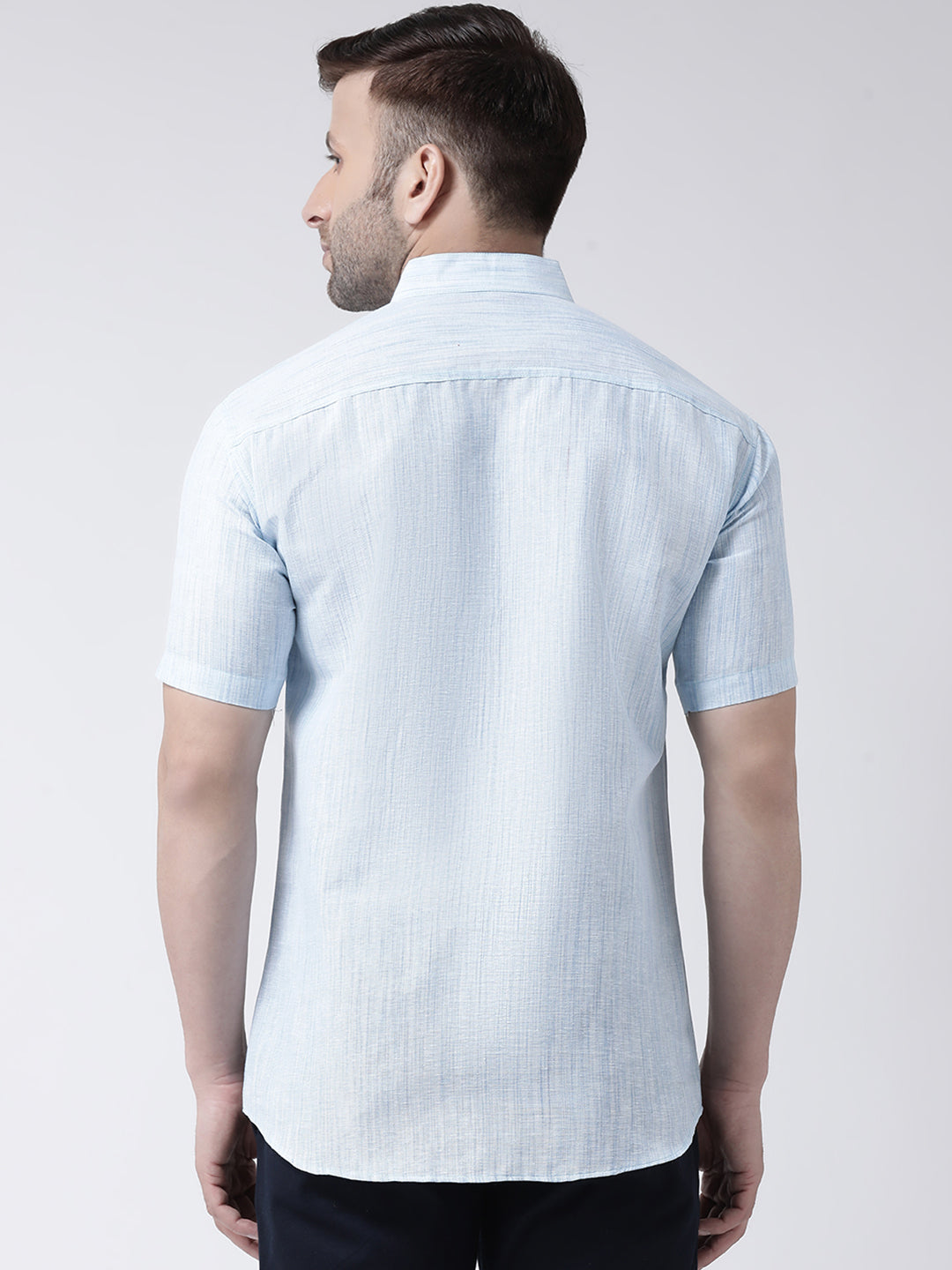RIAG Sky Blue Men's Chinese Collar Half Sleeves Shirt - Distacart