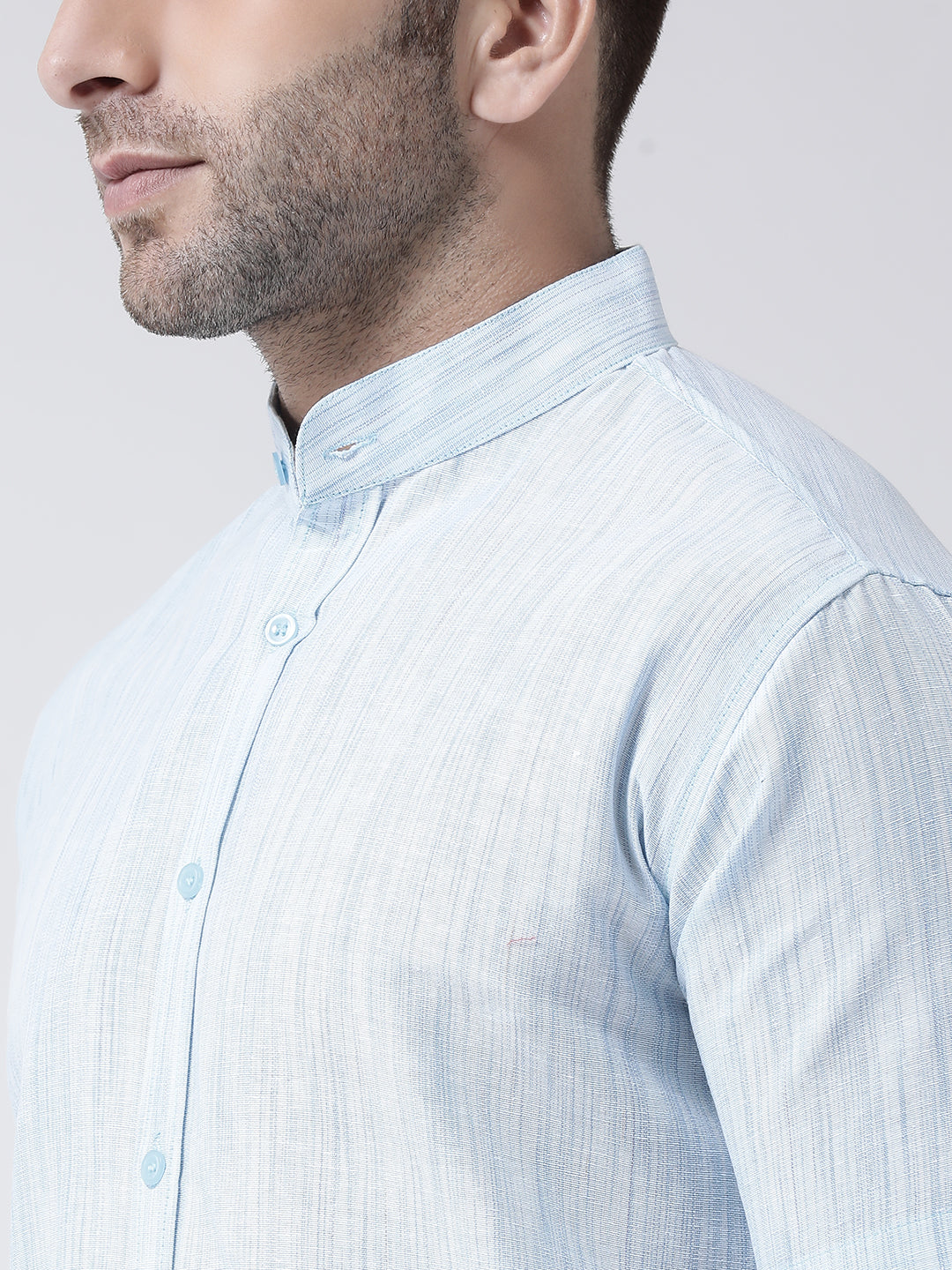 RIAG Sky Blue Men's Chinese Collar Half Sleeves Shirt - Distacart