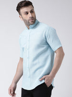 Thumbnail for RIAG Sky Blue Men's Chinese Collar Half Sleeves Shirt - Distacart