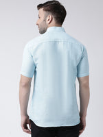 Thumbnail for RIAG Sky Blue Men's Chinese Collar Half Sleeves Shirt - Distacart