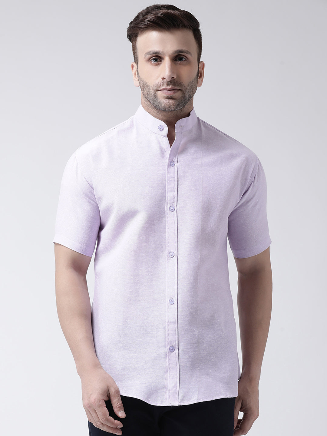 RIAG Violet Men's Chinese Collar Half Sleeves Shirt - Distacart