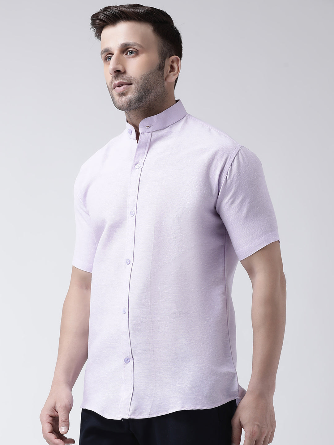 RIAG Violet Men's Chinese Collar Half Sleeves Shirt - Distacart
