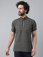 Thumbnail for RIAG Black Color Short Sleeves Casual Men's Cotton Short Kurta - Distacart