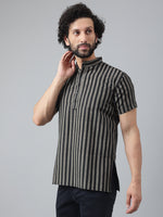 Thumbnail for RIAG Black Color Short Sleeves Casual Men's Cotton Short Kurta - Distacart