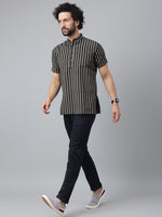 Thumbnail for RIAG Black Color Short Sleeves Casual Men's Cotton Short Kurta - Distacart