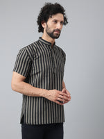 Thumbnail for RIAG Black Color Short Sleeves Casual Men's Cotton Short Kurta - Distacart