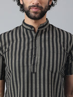 Thumbnail for RIAG Black Color Short Sleeves Casual Men's Cotton Short Kurta - Distacart