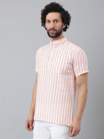 Thumbnail for RIAG Orange Color Short Sleeves Casual Men's Cotton Short Kurta - Distacart