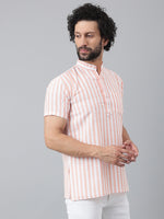 Thumbnail for RIAG Orange Color Short Sleeves Casual Men's Cotton Short Kurta - Distacart