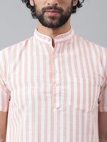 Thumbnail for RIAG Orange Color Short Sleeves Casual Men's Cotton Short Kurta - Distacart