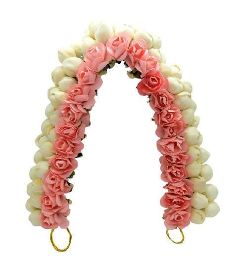 Peach Rose With White Mogra Gajra