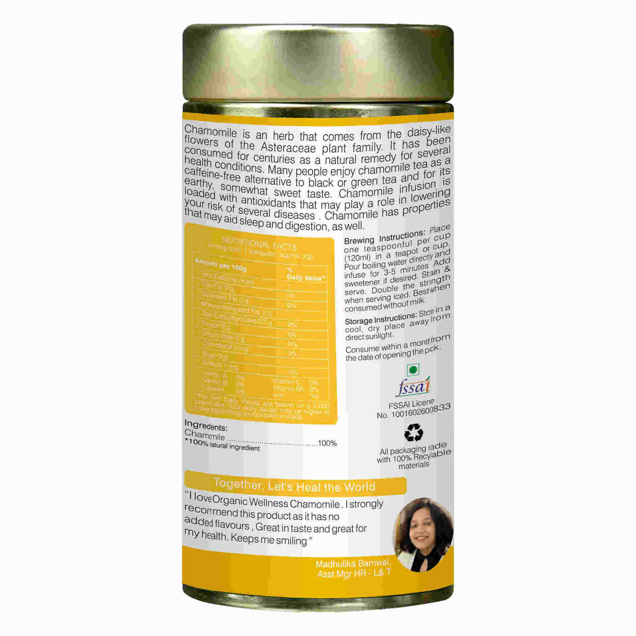 Organic Wellness Blossom Chamomile Tin Pack - Distacart
