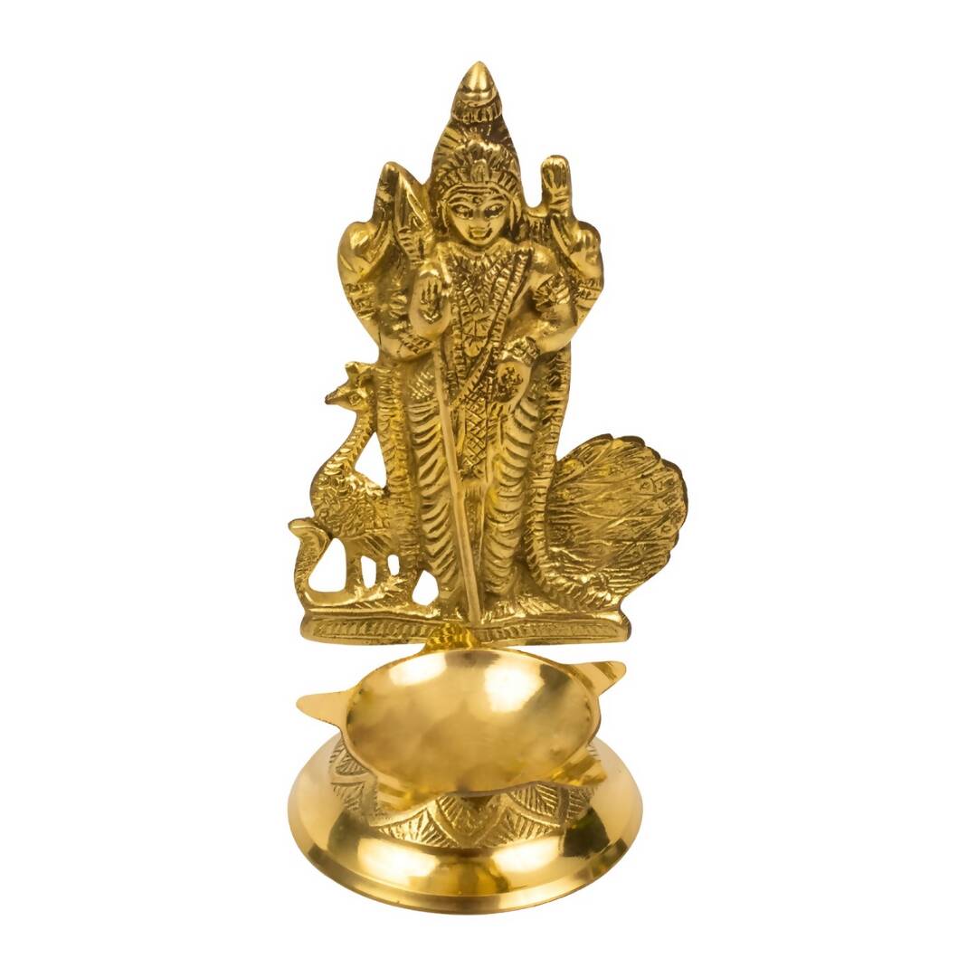 Spillbox Gold-Toned Brass Murugan Diya Pooja Essential - Distacart