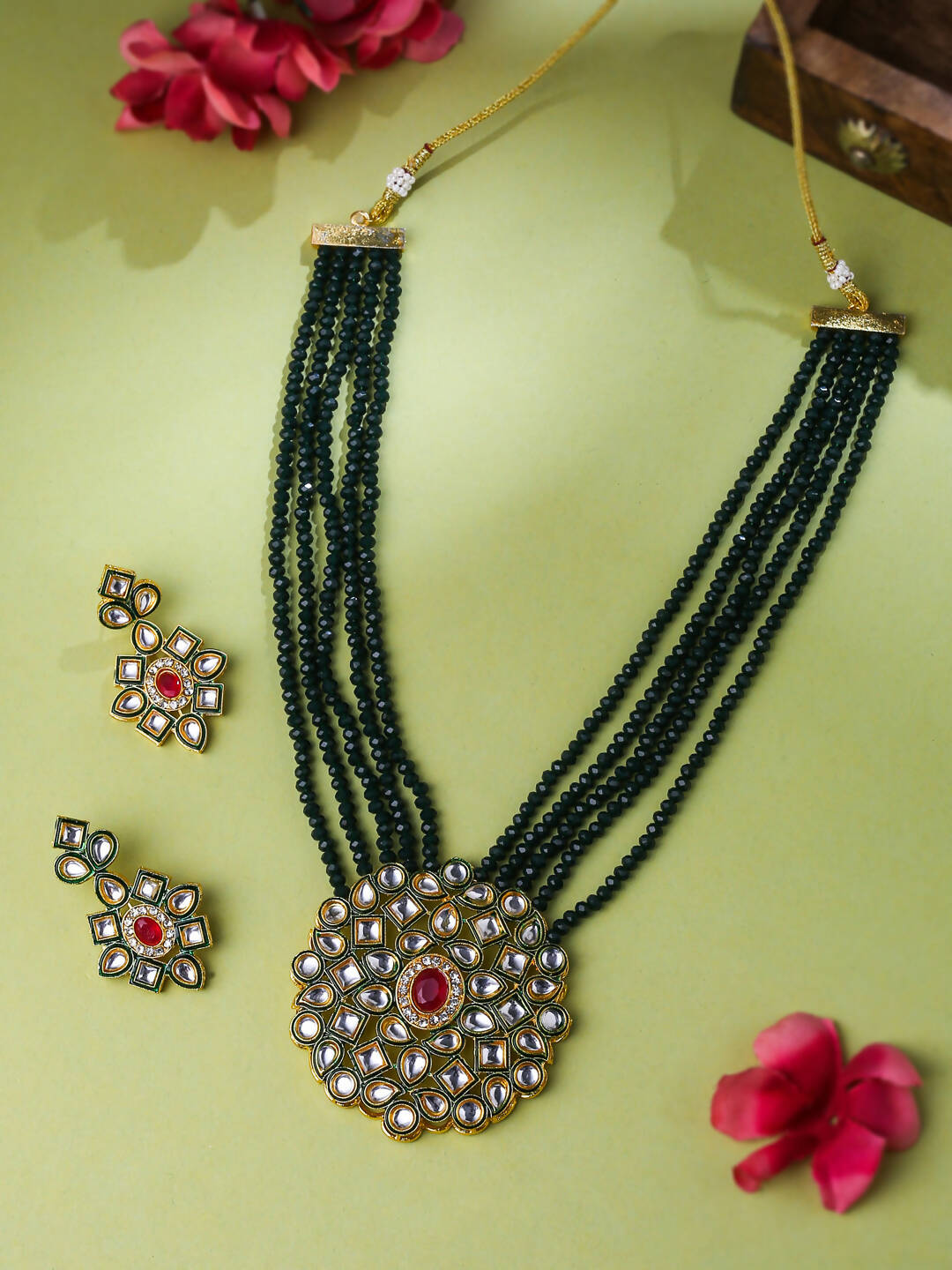 NVR Women Gold Plated Kundan Studded Jewellery Set - Distacart