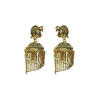 Thumbnail for Tiaraa Golden Peacock Pearl Polki Fashion Earrings - Distacart