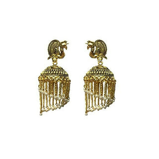 Tiaraa Golden Peacock Pearl Polki Fashion Earrings - Distacart