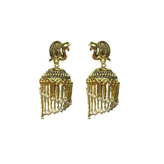 Tiaraa Golden Peacock Pearl Polki Fashion Earrings - Distacart
