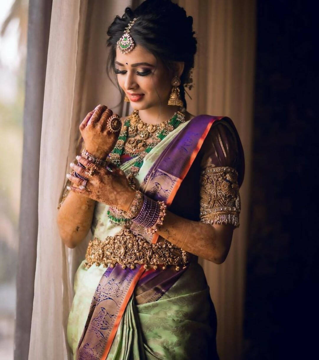 DEIANA'S Beautiful Golden Jari with New Design Soft Lichi Silk Saree - Pista - Distacart