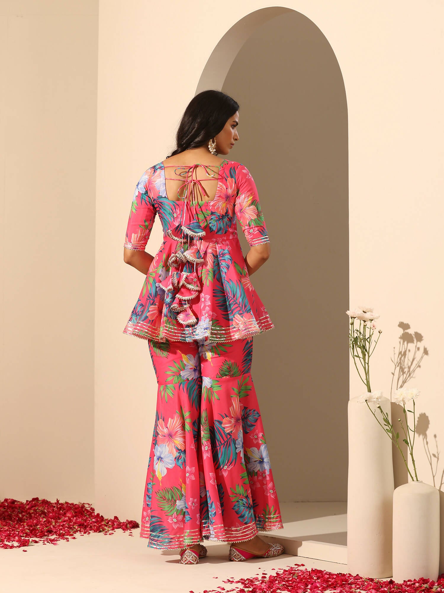 Pomcha Jaipur Pink Gul Qudrat Sharara Set - Distacart