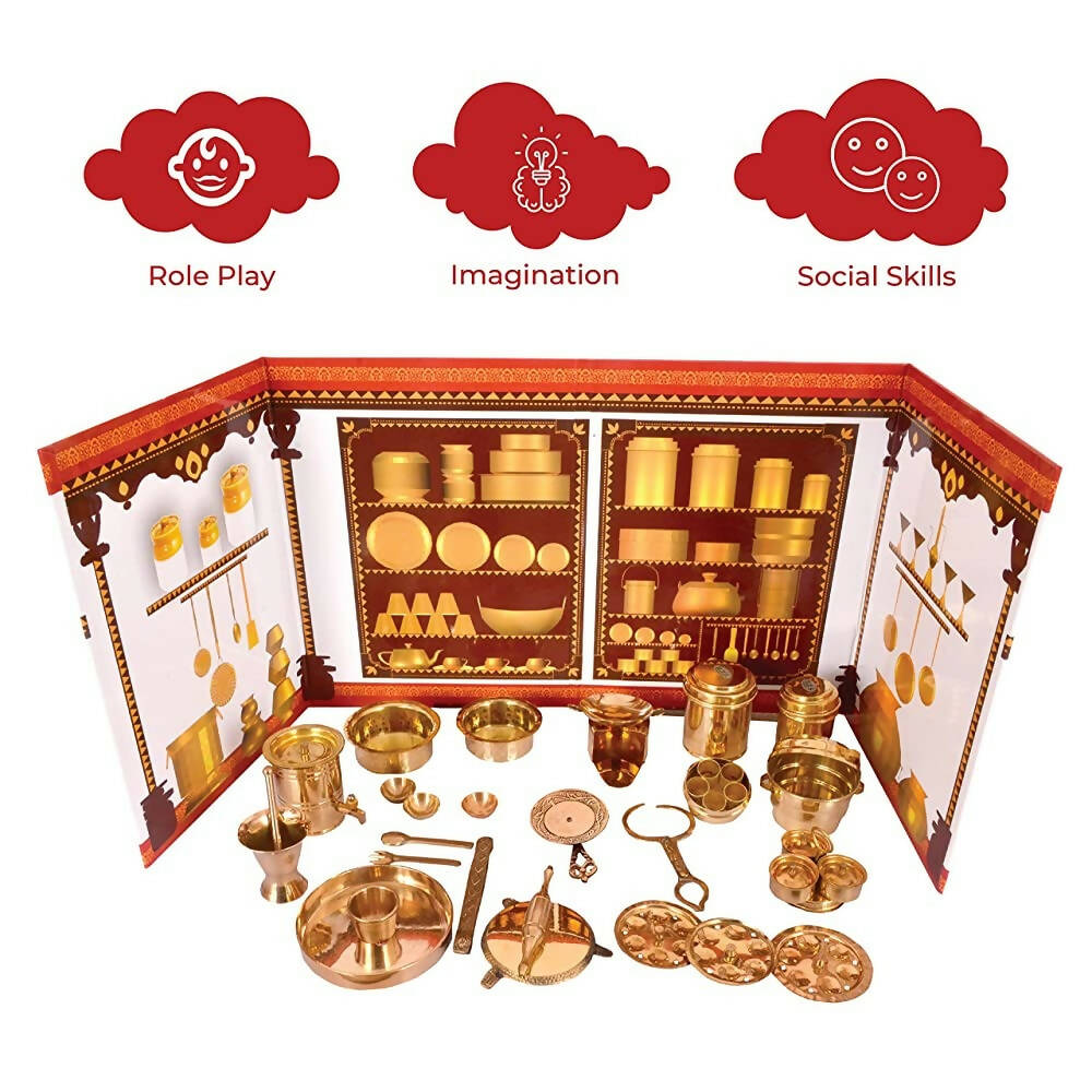 Desi Toys Premium Brass Pretend Play Kitchen Set - Distacart