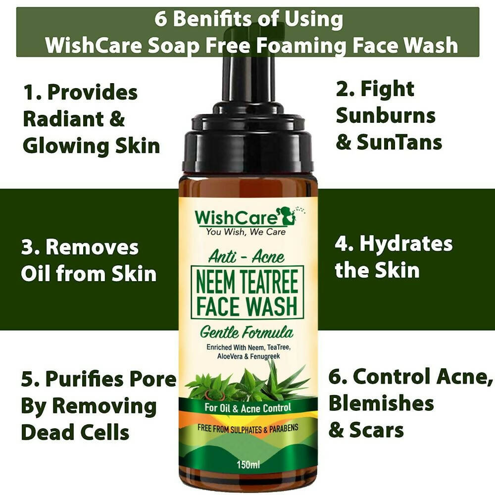 Wishcare Anti Acne Neem TeaTree Foaming Face Wash - Distacart