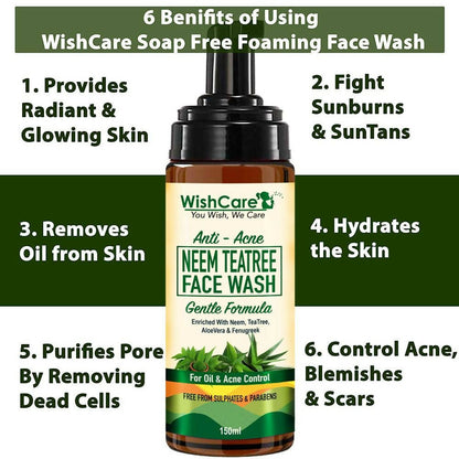 Wishcare Anti Acne Neem TeaTree Foaming Face Wash - Distacart