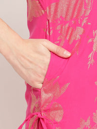 Thumbnail for Ahalyaa Dark Pink Crepe Printed Salwar Suit Sets With Dupatta