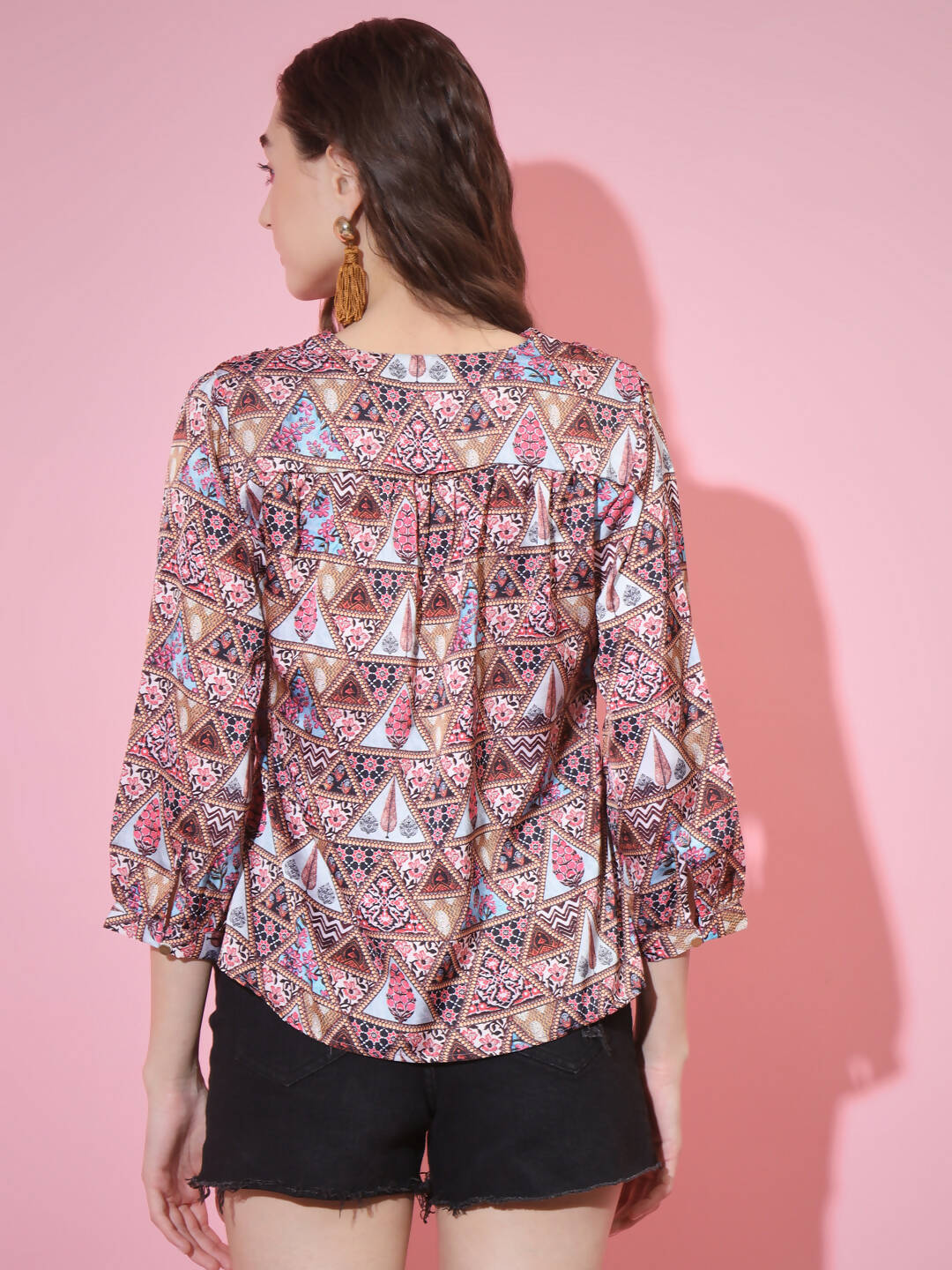 Myshka Women's Multi Printed V-Neck Top - Distacart