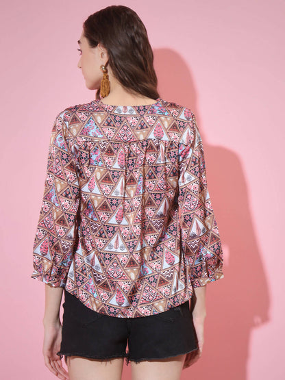 Myshka Women's Multi Printed V-Neck Top - Distacart