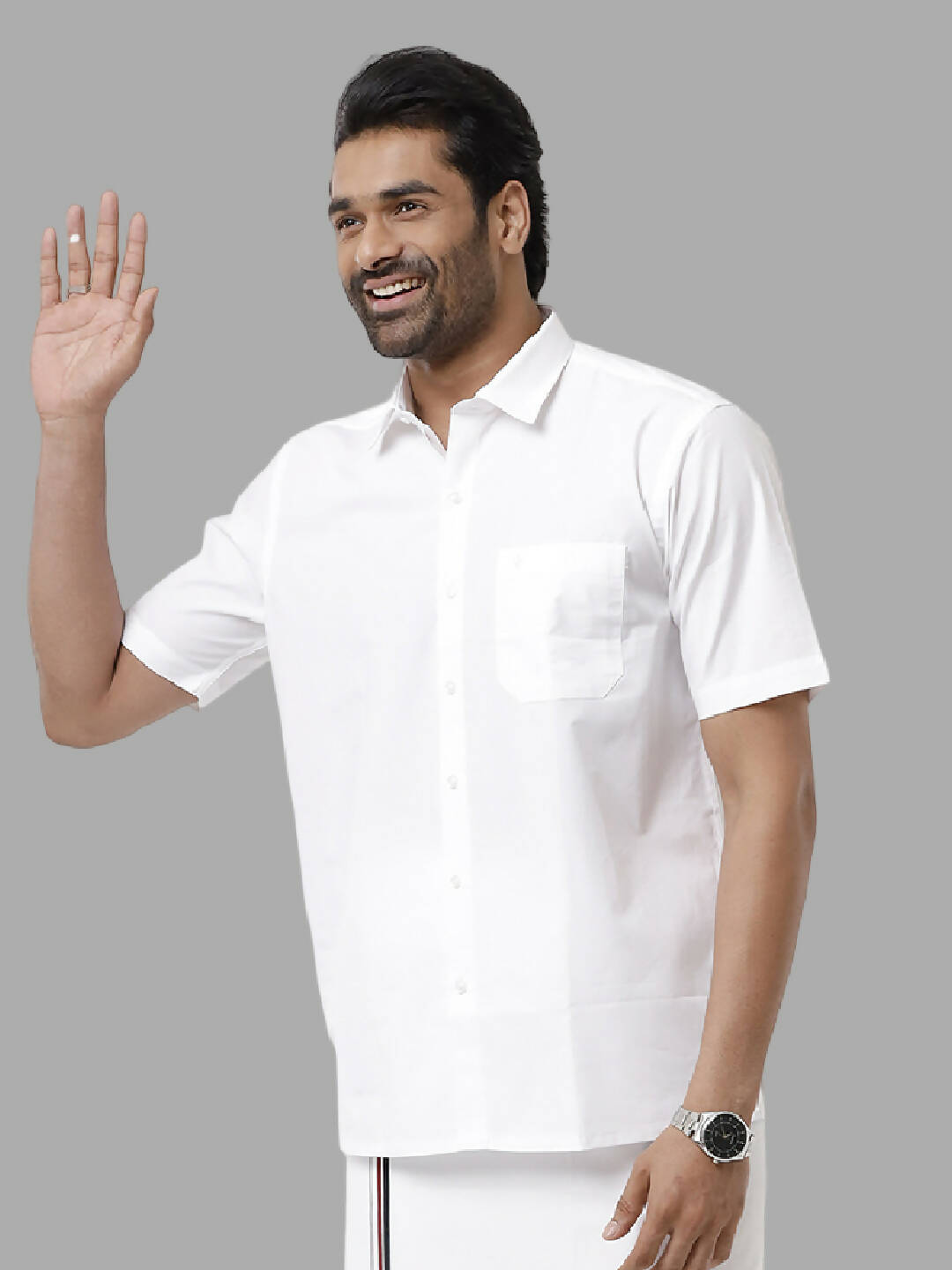 Ramraj Cotton Mens Half Sleeve White Shirt Plus Size - Samrat Cotton - Distacart