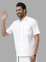 Thumbnail for Ramraj Cotton Mens Half Sleeve White Shirt Plus Size - Samrat Cotton - Distacart