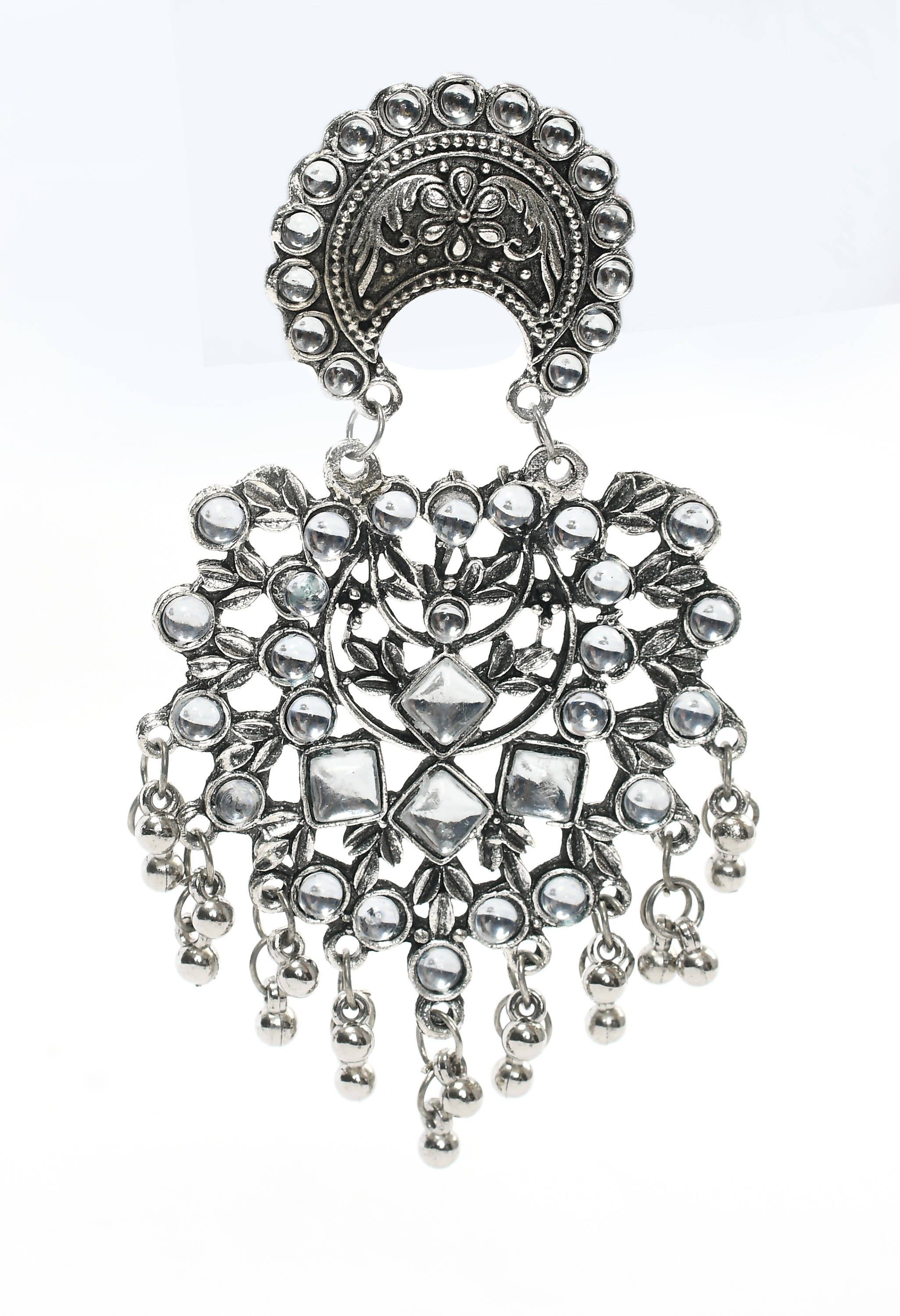 Mominos Fashion Johar Kamal Silver Color Base With Kundan Earrings - Distacart