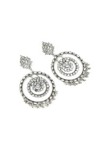 Thumbnail for Tehzeeb Creations Silver Colour Earrings With Kundan And Three Circle Design
