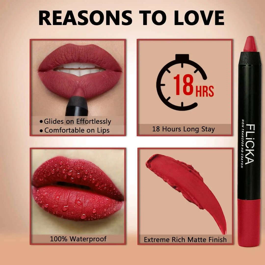 FLiCKA Lasting Lipsence Crayon Lipstick 12 Insta Diva - Light Red - Distacart