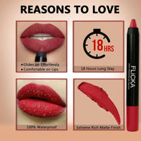 Thumbnail for FLiCKA Lasting Lipsence Crayon Lipstick 12 Insta Diva - Light Red - Distacart