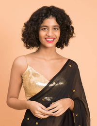 Thumbnail for Suta Black Embellished Sequinned Pure Cotton Saree - Distacart
