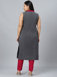 Thumbnail for curveZI by Ziyaa Women's Crepe Kurta And Pant Set - Pink - Distacart