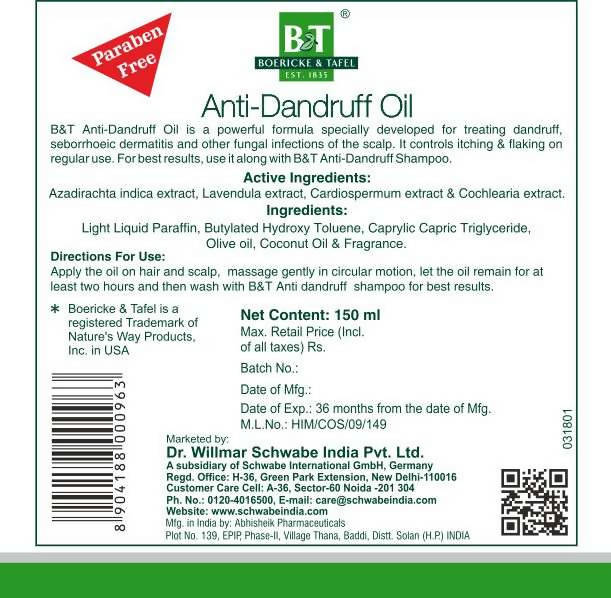 Boericke & Tafel Anti-Dandruff Oil - Distacart