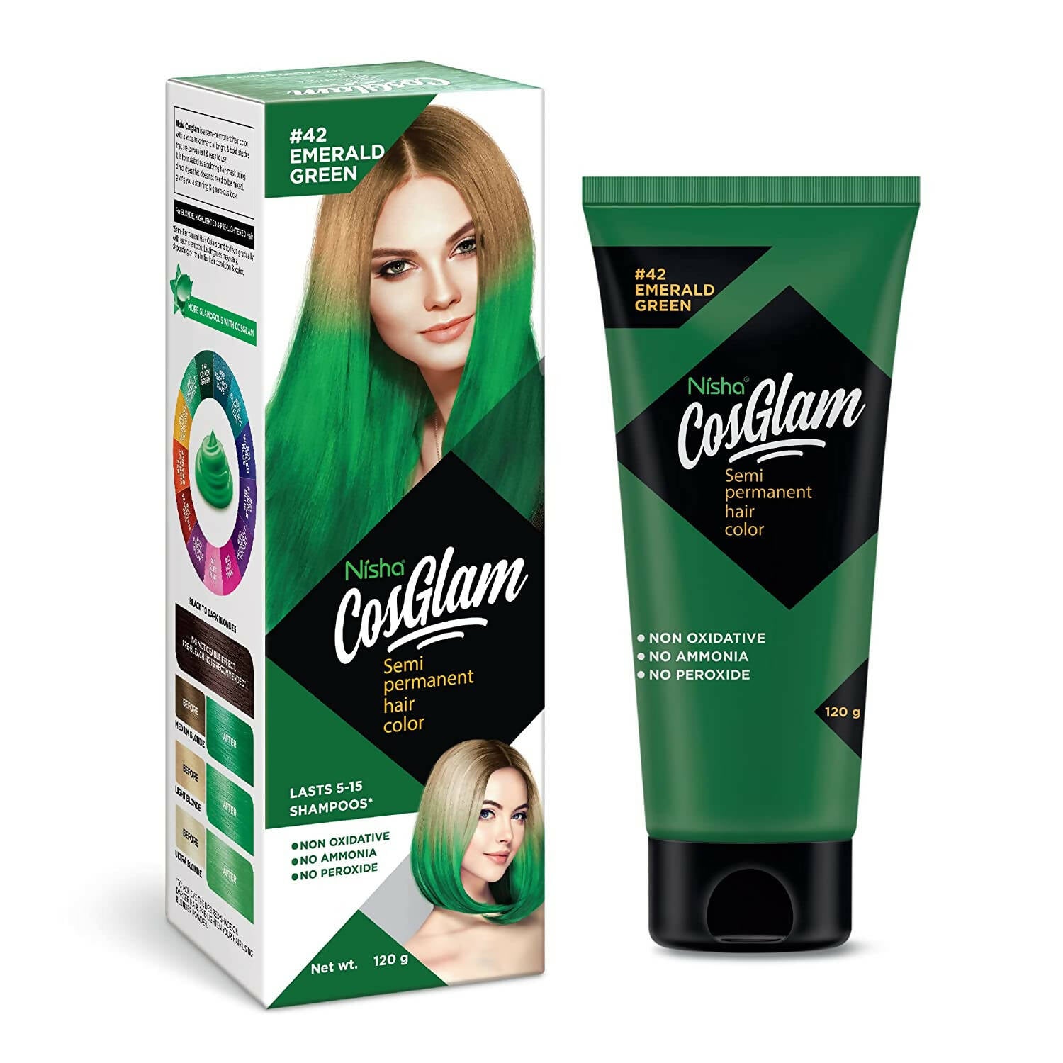Nisha Cosglam Semi Permanent Hair Color 42 Emerald Green - Distacart
