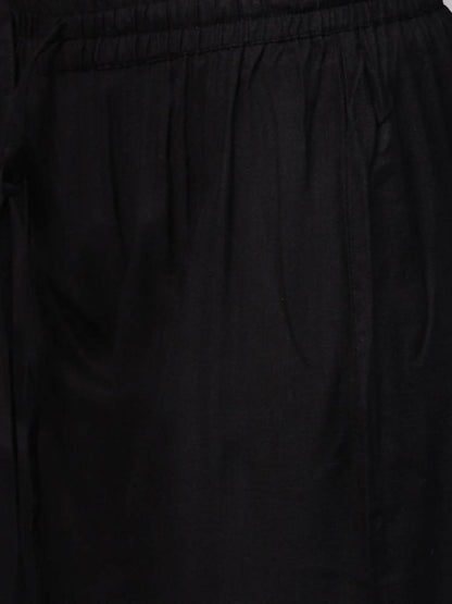 Yufta Women Black Solid Kurta with Palazzo & Dupatta