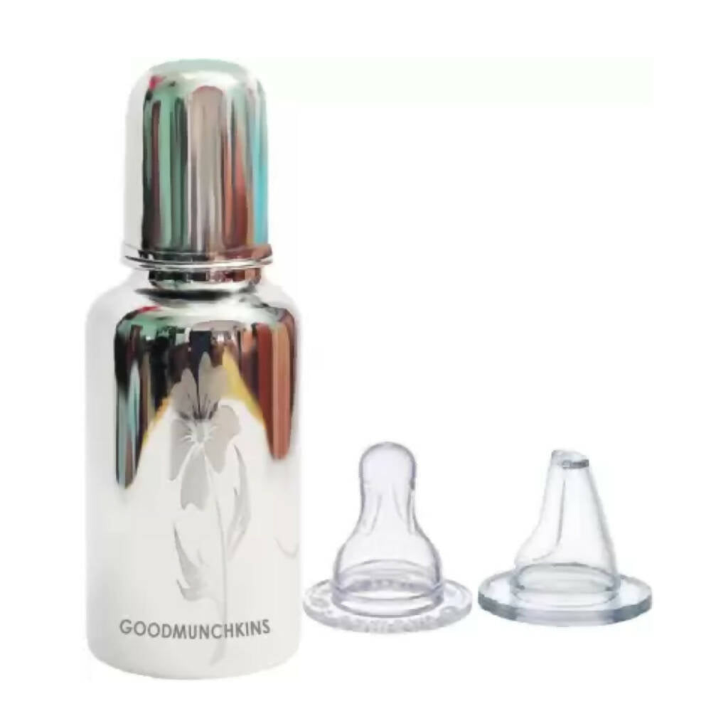 Goodmunchkins Stainless Steel Feeding Rustfree Bottle with 2 Anti Colic Silicone Nipple For Kids 220 ml - Distacart