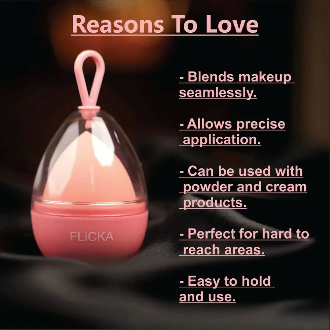 FLiCKA Beauty Blender with Case Pink (Makeup Sponge) - Distacart