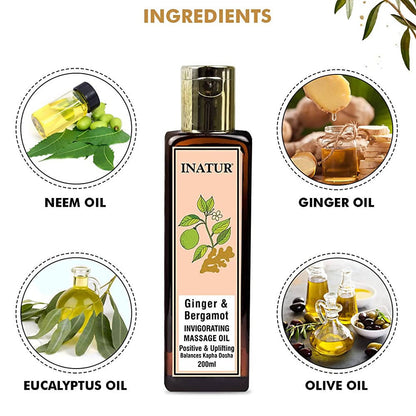 Inatur Ginger & Bergamot Invigorating Massage Oil