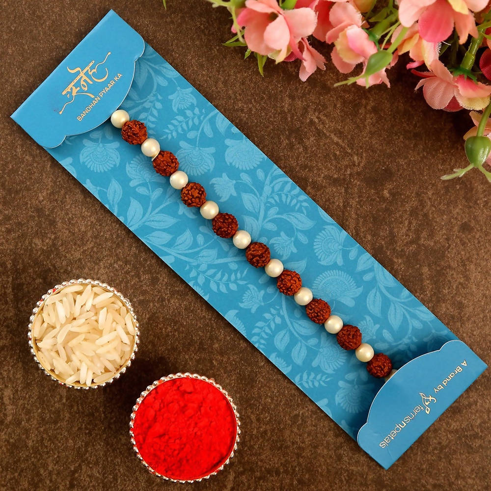 Rudraksha Elite Rakhi & Kaju Rolls Box - Distacart
