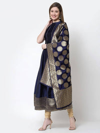 Thumbnail for Myshka Blue Color Silk blend Solid Anarkali Gown With Dupatta